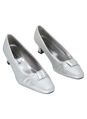 Easy Street Waive Silver Satin Dress Pumps 1.5 Heel Size 8W